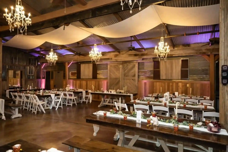 barn interior table set up decor