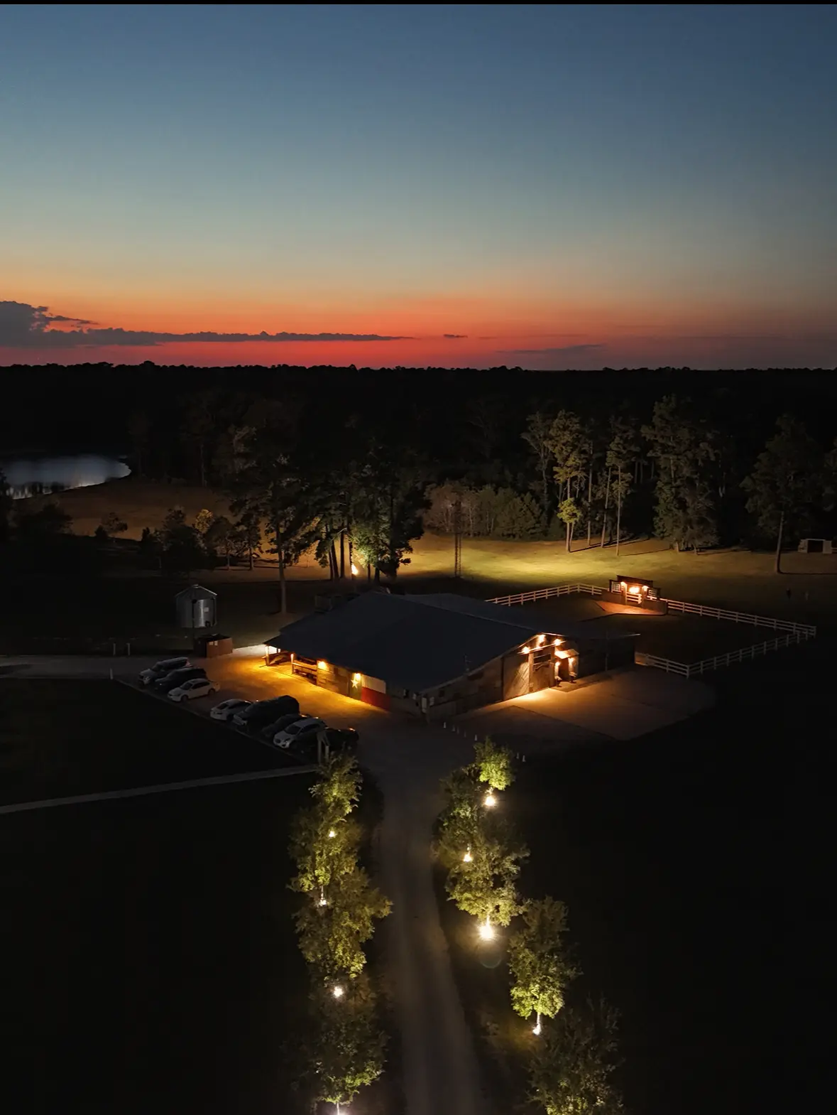 gorgeous night view of the barn at four pines ranch gorgeous night view of the barn at four pines ranch